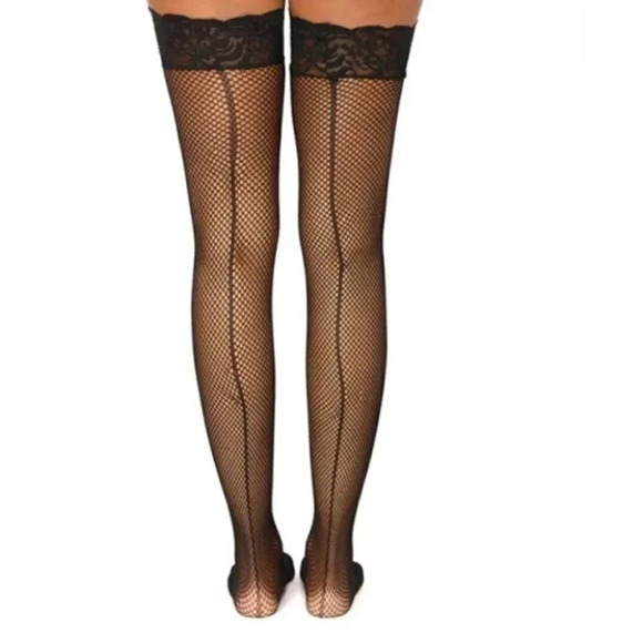 Plus Size Thigh High Back Seam Pinup Girl Stockings - Picture 1 of 3